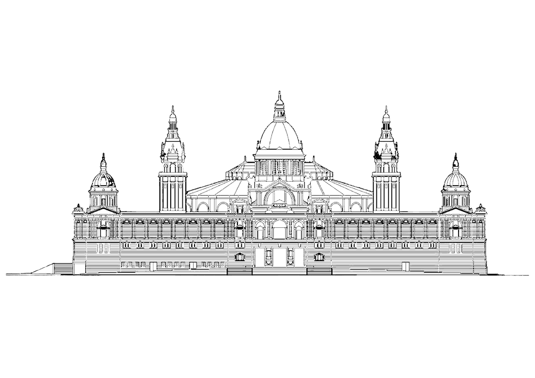 Dibuix a línia del Palau Nacional (MNAC).